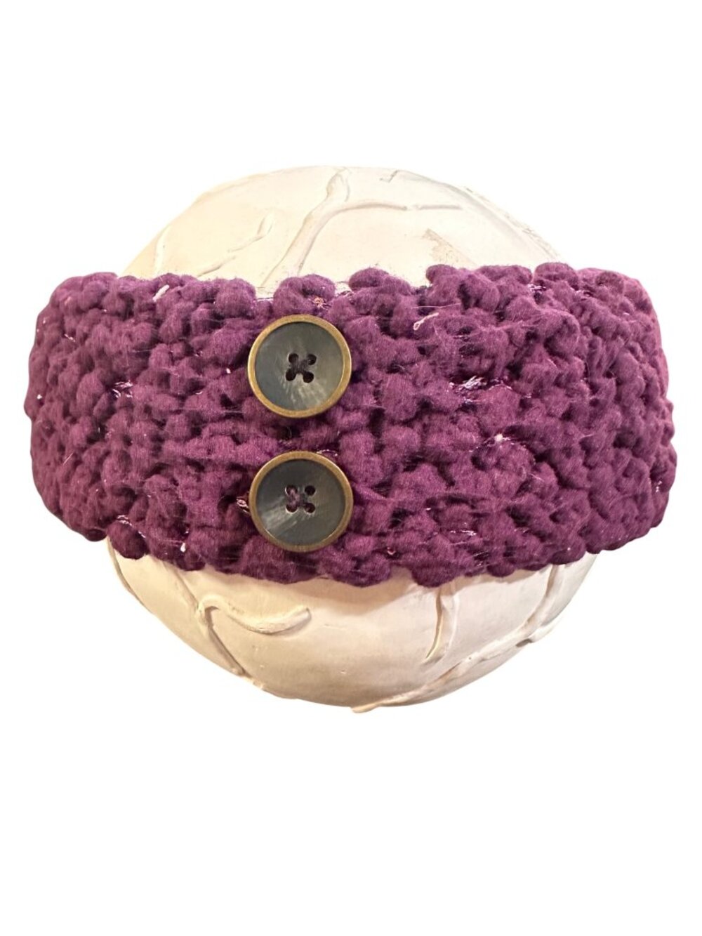 Simply Noelle Purple Knit Headband With Button Accents Nylon & Polyester Blend